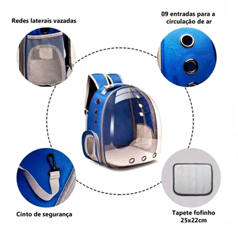 Mochila de Transporte Panorâmica para Pets