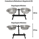 Comedouro Duplo Elevado Alto Ajustável Regulável pra Cachorro P, M, G