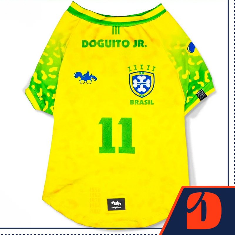 Roupinha Pet UV50+ | DogNerd camisa da seleção do Brasil