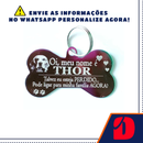 Plaquinha de Aço para Cães e Gatos - Gravada dos Dois Lados (Cachorro e gato) - com DIZERES e FOTO